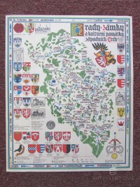 kolektiv, autorů, Nástěnná mapa Hrady, zámky a kulturní památky západních Čech, 1973